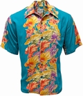 Original Hawaiihemd - RETRO ANTHURIUM PANEL - LAGOON - Diamond Head Sportswear